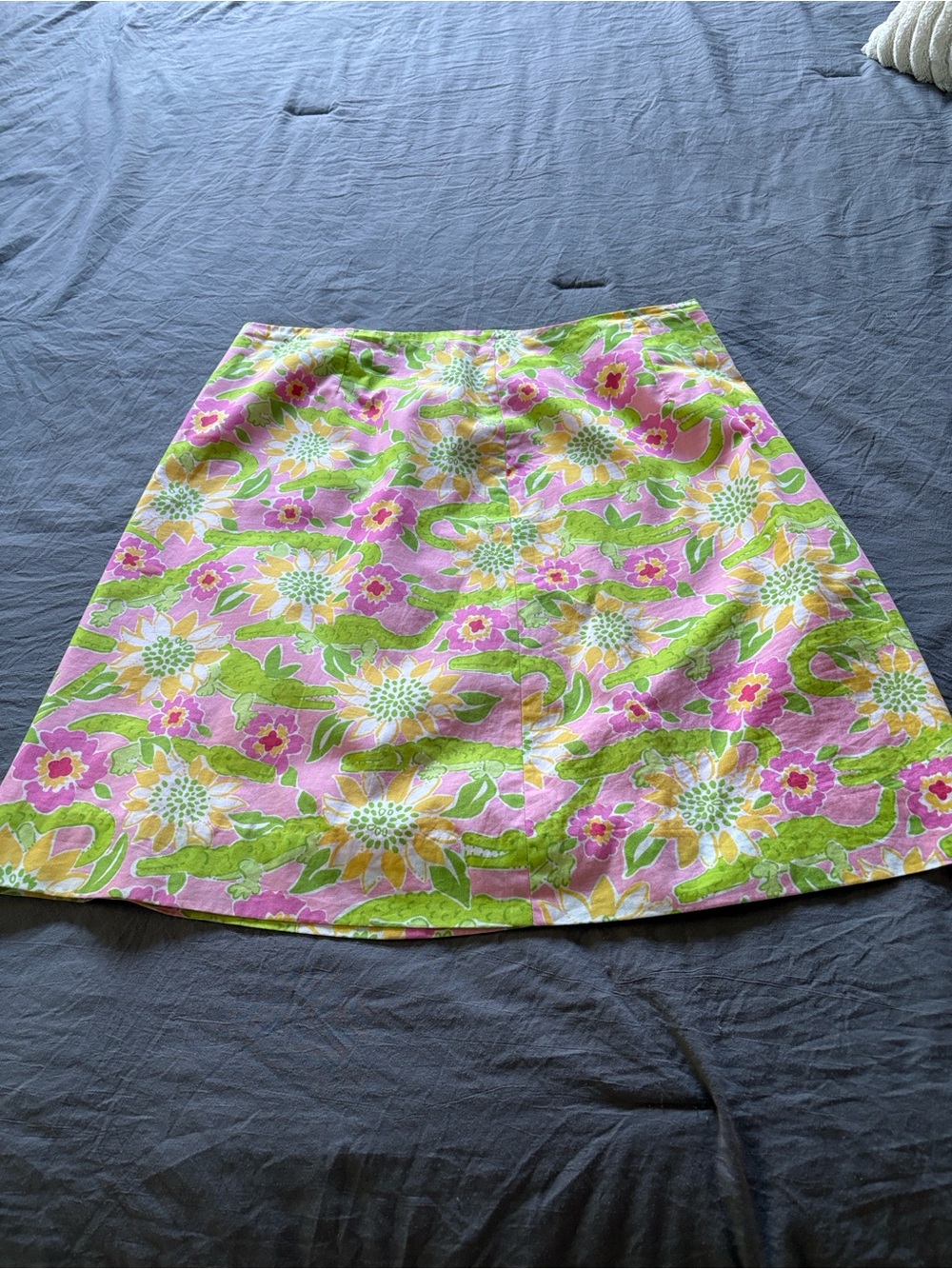 Lilly Pulitzer Pink Floral A-Line Skirt with Green & Yellow Accents